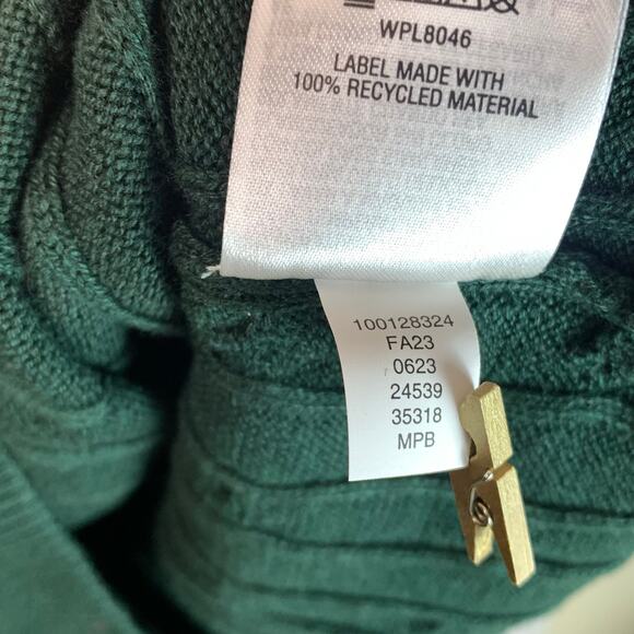 Club Room Pine Green Quarter Zip Cotton Blend Cable Knit Sweater Men’s L NWT - Picture 6 of 7